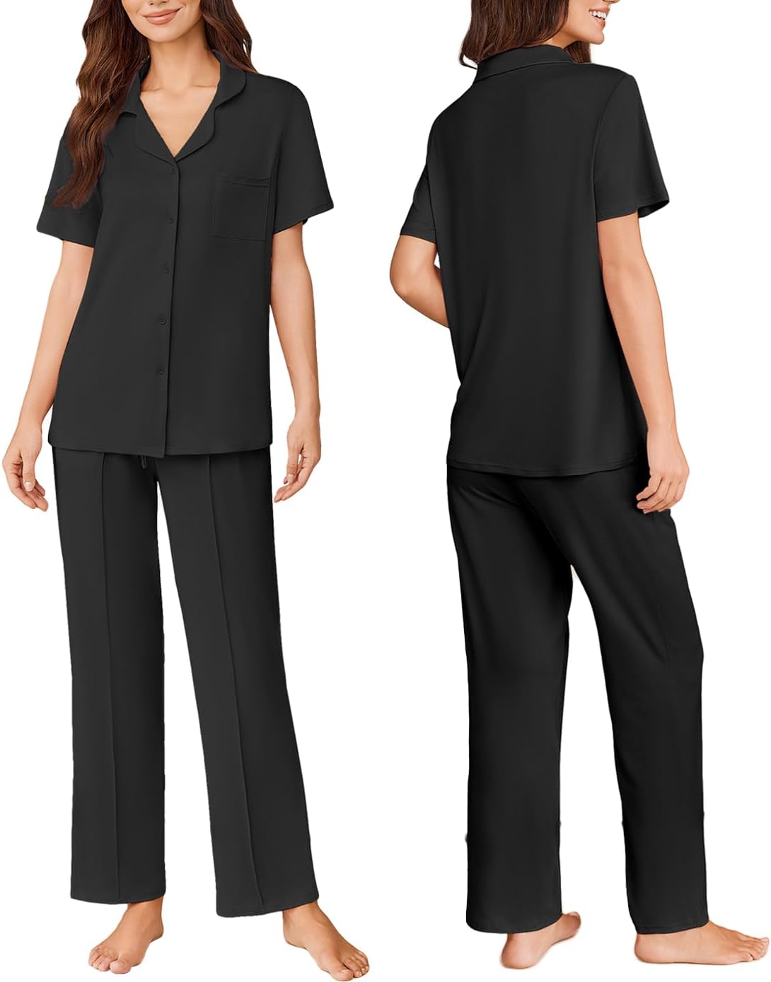 Ekouaer Pajamas for Women Set Button Up Short Sleeve Pjs Sets With Pockets