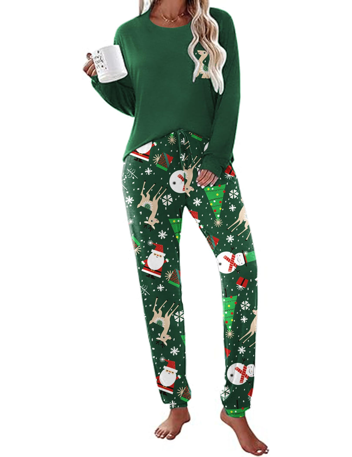 Ekouaer Womens Pajama Sets Long Sleeve Pjs Lounge Sets Joggers with Pockets
