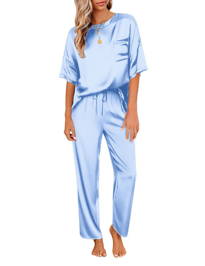 Ekouaer Pajamas for Women Set Silky Satin 2 Piece Lounge Sets with Pockets