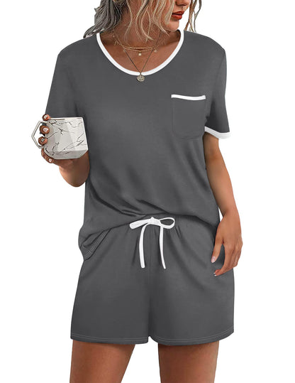 Ekouaer Pajamas for Womens Set 2 Piece Soft Sleepwear, Chest Pocket
