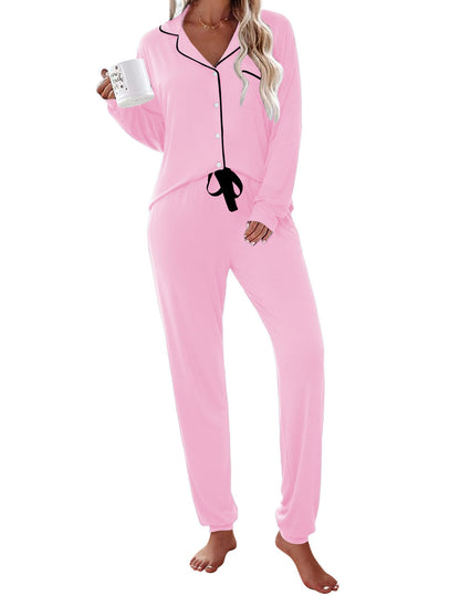 Ekouaer Pajamas Set Long Sleeve Sleepwear Womens Button Down Soft Pjs