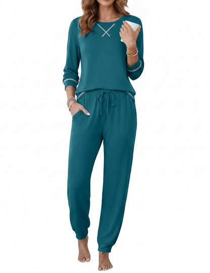 Ekouaer Pajamas for Women Set Long Sleeve Top and Jogger Pants Lounge Sets
