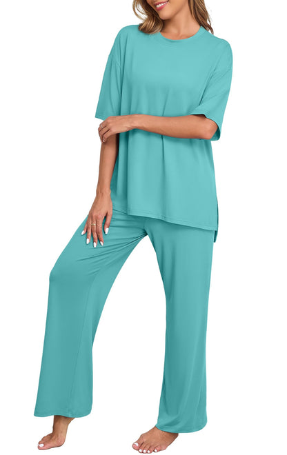 PrinStory Pajamas for Women Soft Pjs Lounge Set S-4XL