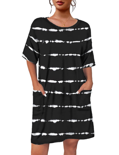 Ekouaer Womens Nightgown with Pockets Short Sleeve Sleep Shirts