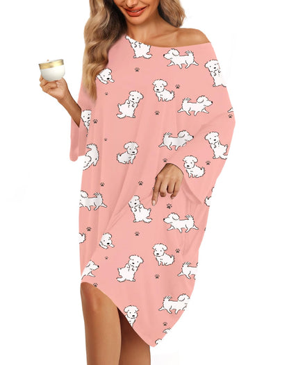 KFUBUO Plus Size Nightgowns for Women Oversized Sleep Tshirts Dress Short Sleeves Sleepwear With Pocket Fit S-5XL