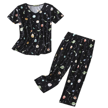 Inadays Womens Pajama Sets Cotton Short Sleeve Top With Capri Pants Pjs