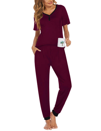Ekouaer Pajamas for Women Set 2 Piece Short Sleeve Fall Pjs with Pockets