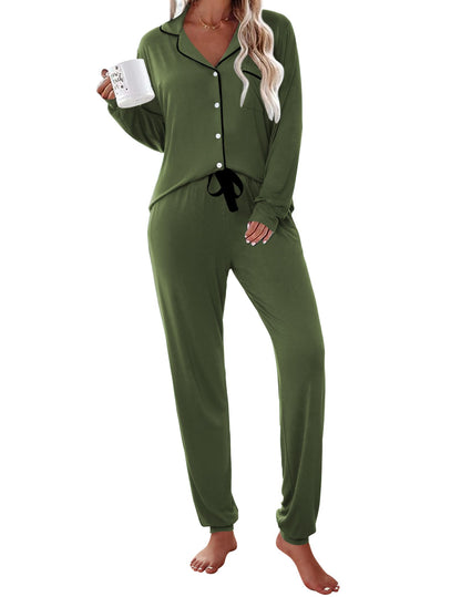Ekouaer Pajamas Set Long Sleeve Sleepwear Womens Button Down Soft Pjs