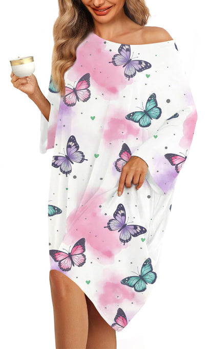 KFUBUO Plus Size Nightgowns for Women Oversized Sleep Tshirts Dress Short Sleeves Sleepwear With Pocket Fit S-5XL