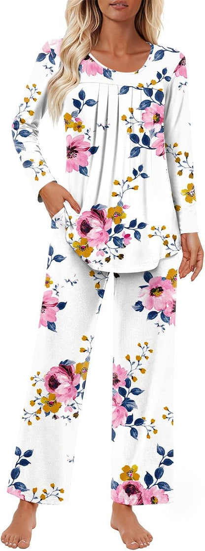 Findsweet Pajama Sets Women 2 Piece Long Sleeve Lounge Pj Sets Fall Outfits