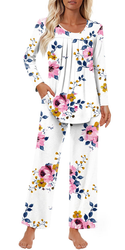 Findsweet Pajama Sets Women 2 Piece Long Sleeve Lounge Pj Sets Fall Outfits