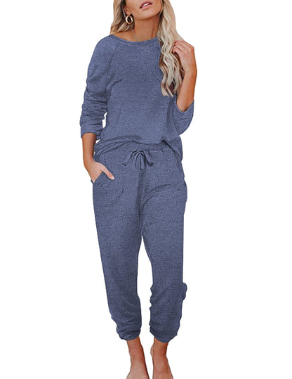 Ekouaer Womens Pajamas Set Long Sleeve Loungewear Soft Joggers with Pockets