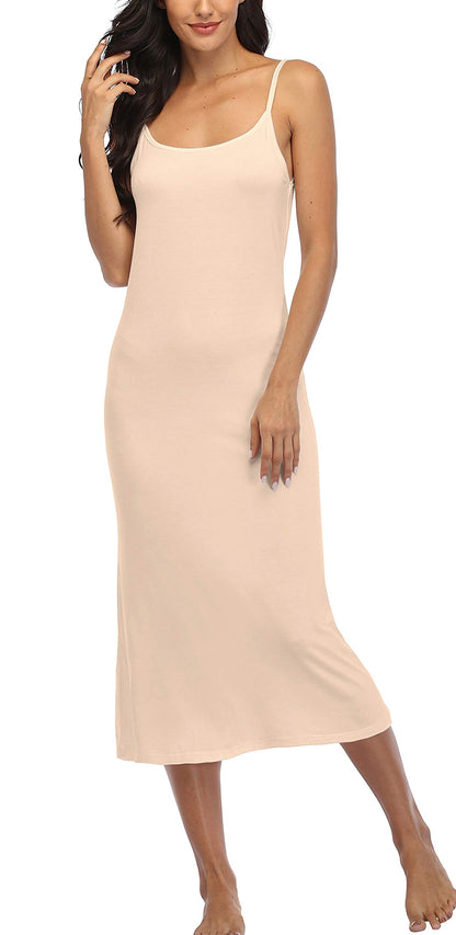 Summienlink Women's Full Slip for Under Dresses Sexy Long Sleeveless Nightgown Cami Dress