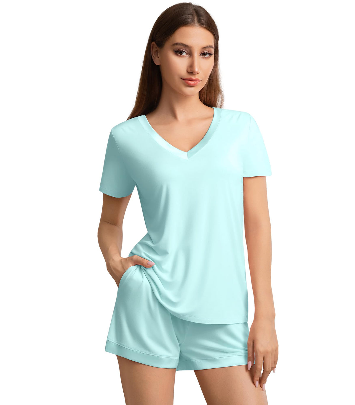 WiWi Bamboo Viscose Womens Pajamas Cooling Sleepwear for Hot Flashes S-4X
