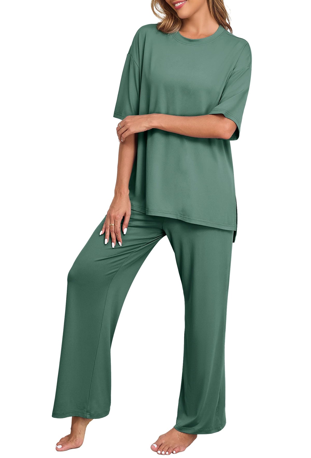 PrinStory Pajamas for Women Soft Pjs Lounge Set S-4XL
