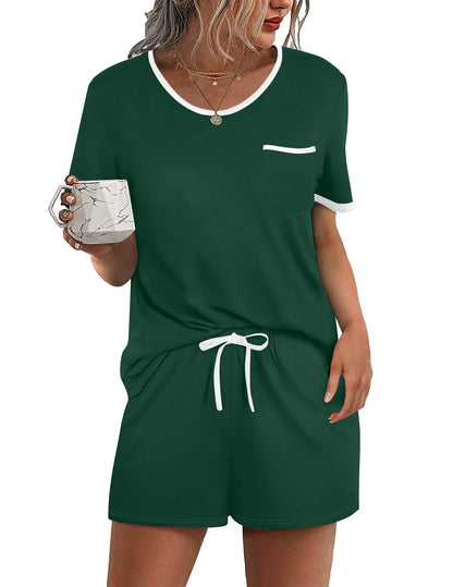 Ekouaer Pajamas for Womens Set 2 Piece Soft Sleepwear, Chest Pocket