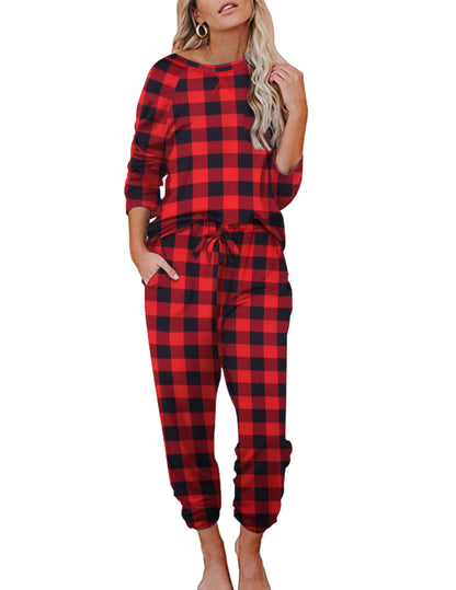 Ekouaer Womens Pajamas Set Long Sleeve Loungewear Soft Joggers with Pockets