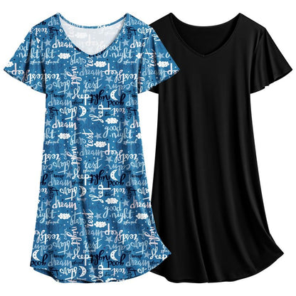 Ekouaer 2 Pack Nightgowns for Women Short Sleeve Nightshirt Soft Sleepdress