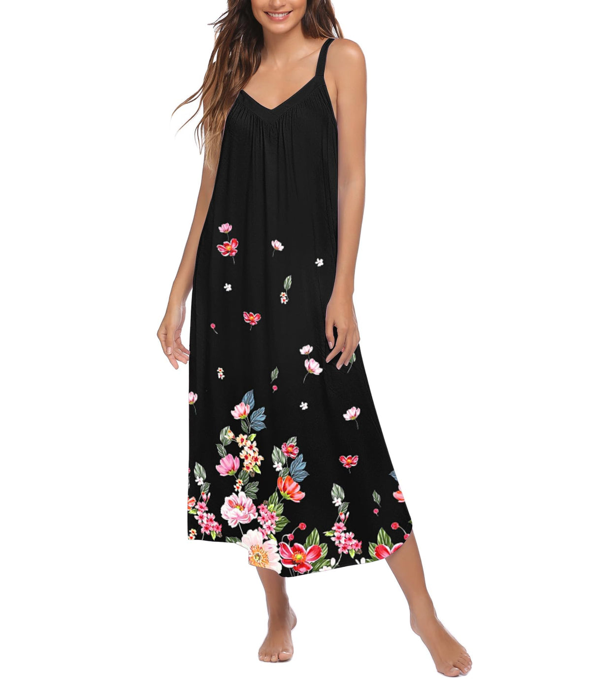 Ekouaer Womens Sleeveless Nightgown Slip Sleep Dress Full Length Loungewear