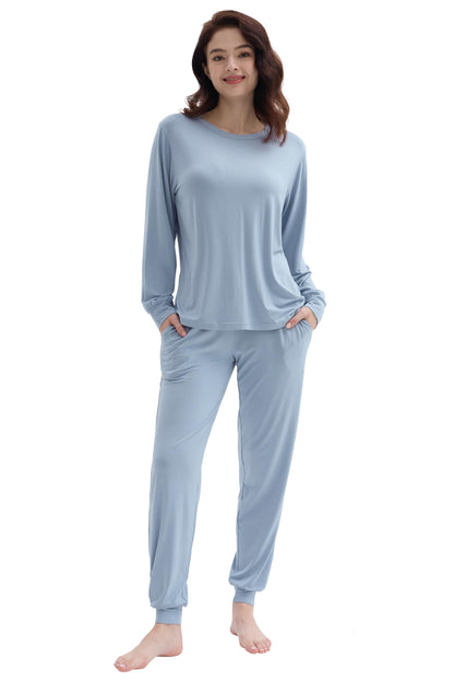Joyaria Bamboo Viscose Pajamas Women Soft Long Sleeve Cooling Jogger Pants