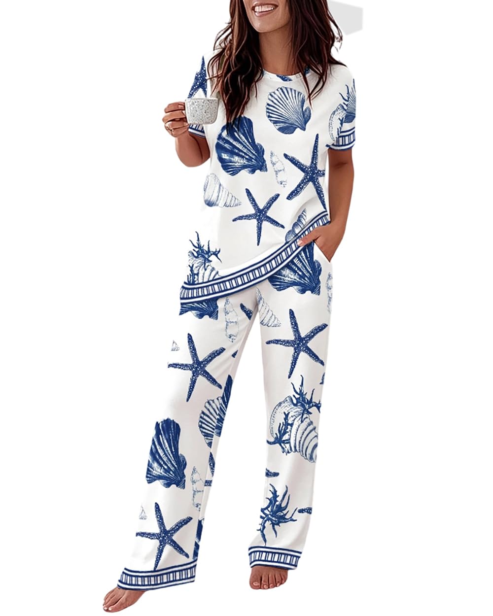 CHICME Pajama Sets for Women 2 Piece Short Sleeve Lounge Pj Sets