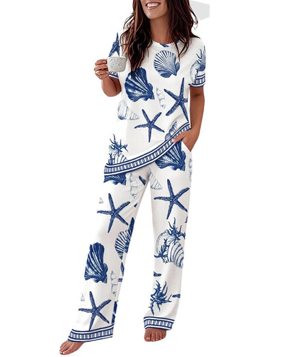 CHICME Pajama Sets for Women 2 Piece Short Sleeve Lounge Pj Sets