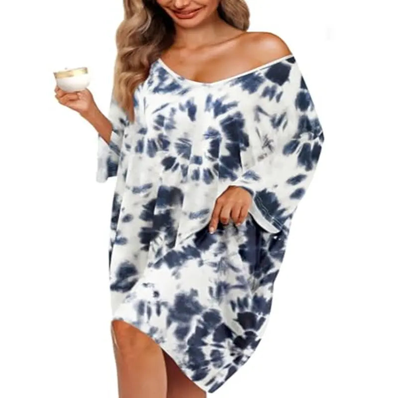 KFUBUO Plus Size Nightgown for Women V-Neck Sleep  Dress Pjs Lounge Short Sleeves Sleepwear With Pocket Fit S-5XL Pajamas Elastic Loungewear Breathable Fabric