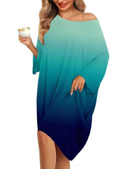KFUBUO Plus Size Nightgowns for Women Oversized Sleep Tshirts Dress Short Sleeves Sleepwear With Pocket Fit S-5XL