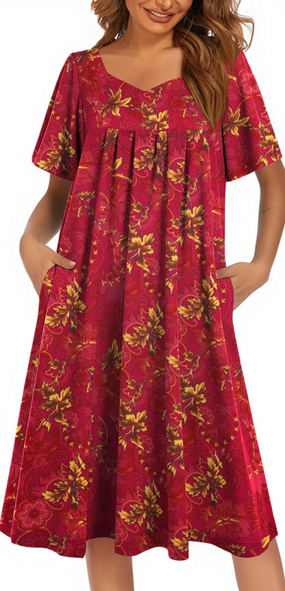 Ekouaer Womens Nightgown House Dress with Pockets Short Sleeve Moo Moos