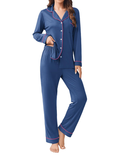 Ekouaer Womens Pajamas Set Button Down Long Sleeve Top & Pants Lounge Sets