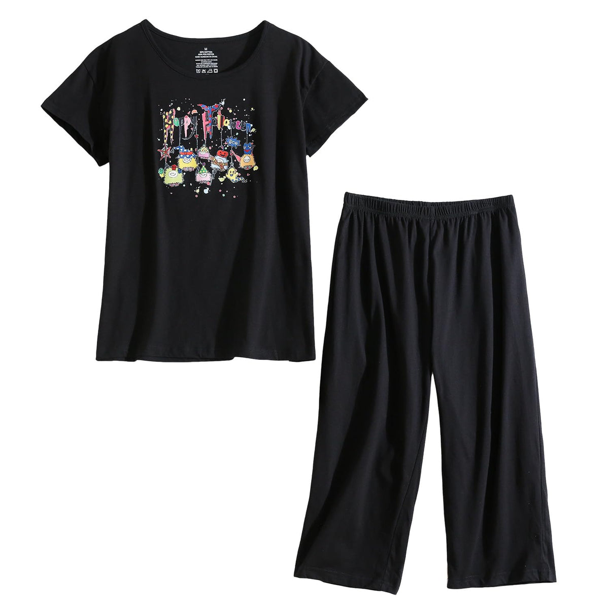 Inadays Womens Pajama Sets Cotton Short Sleeve Top With Capri Pants Pjs