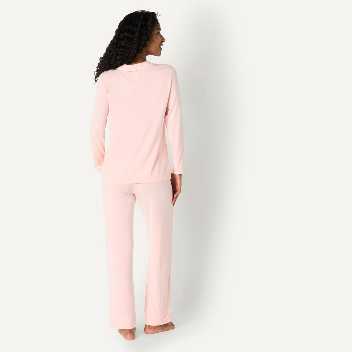 Amazon Essentials x Sofia Grainge Women's Stretch Modal Long-Sleeve Button-Front Top and Full-Length Bottom Pajama Set