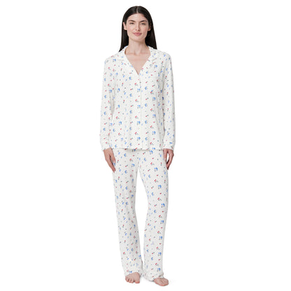 Amazon Essentials x Sofia Grainge Women's Stretch Modal Long-Sleeve Button-Front Top and Full-Length Bottom Pajama Set