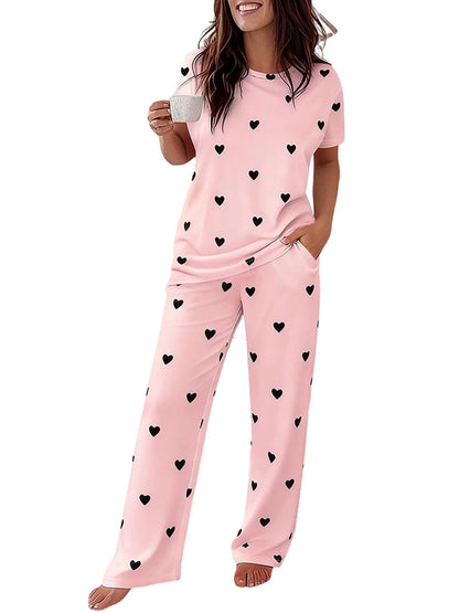 CHICME Pajama Sets for Women 2 Piece Short Sleeve Lounge Pj Sets