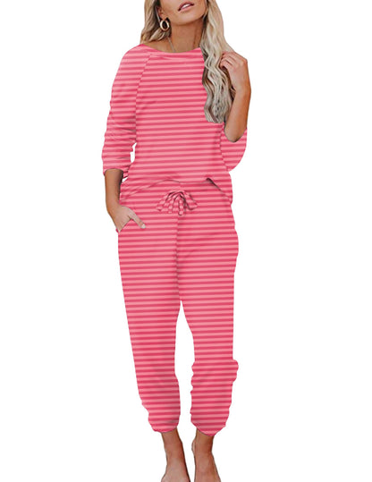 Ekouaer Womens Pajamas Set Long Sleeve Loungewear Soft Joggers with Pockets
