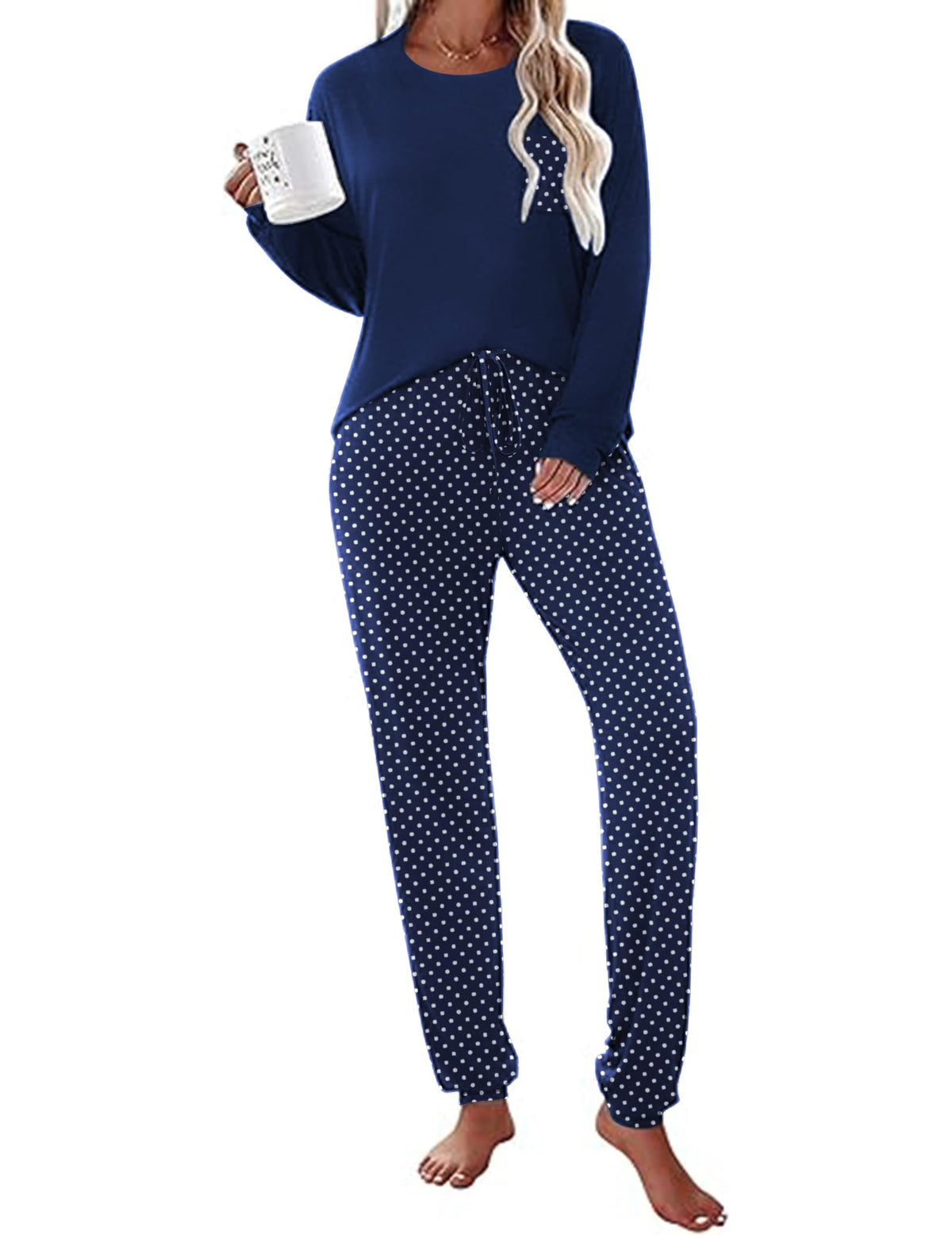 Ekouaer Womens Pajama Sets Long Sleeve Pjs Lounge Sets Joggers with Pockets