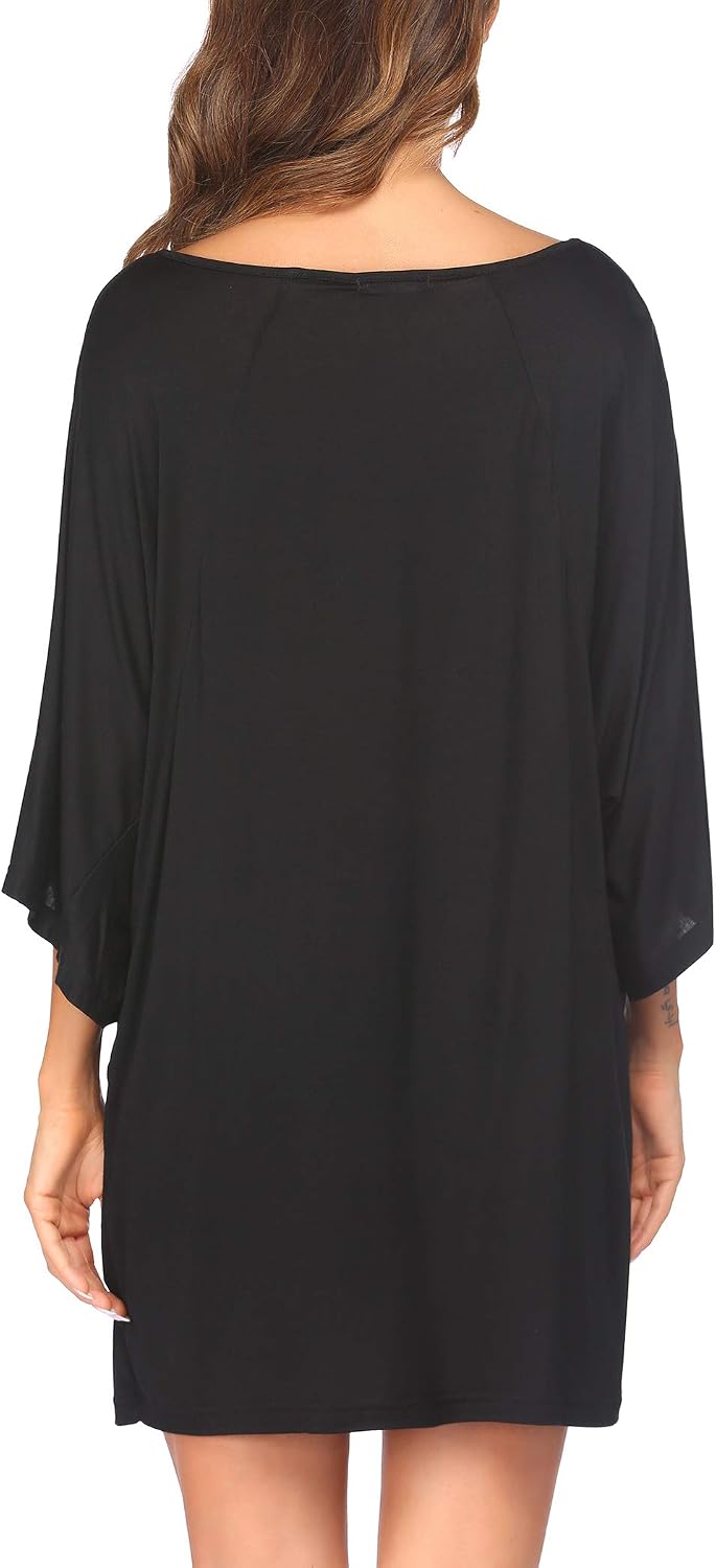 Ekouaer Nightgowns for Women Deep V Neck Sleep Shirt Oversized Night Shirt