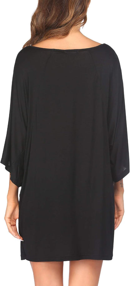 Ekouaer Nightgowns for Women Deep V Neck Sleep Shirt Oversized Night Shirt