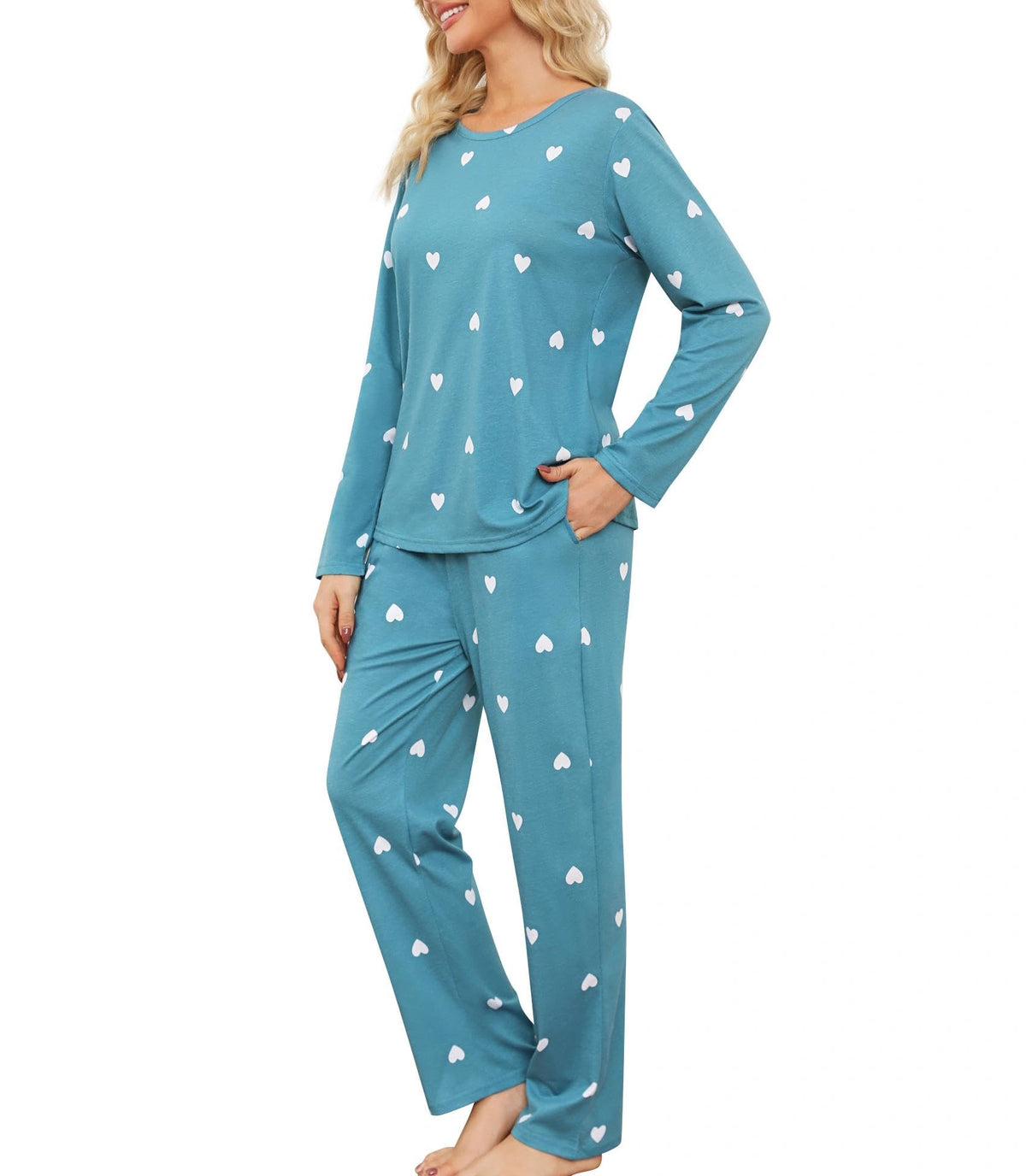 ENJOYNIGHT Womens Pajama Set Cotton Pjs Long Sleeve Sleepwear with Pockets