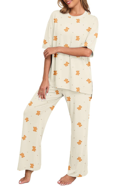 PrinStory Pajamas for Women Soft Pjs Lounge Set S-4XL