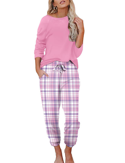 Ekouaer Womens Pajamas Set Long Sleeve Loungewear Soft Joggers with Pockets