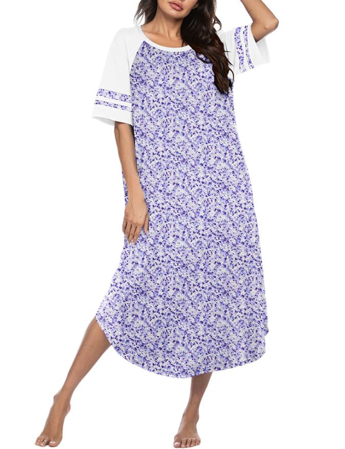 Ekouaer Nightgowns for Women Cotton Long Night Gowns Plus Size Moo Moos