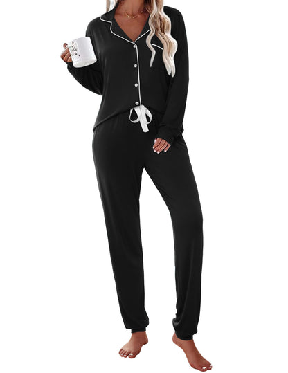 Ekouaer Pajamas Set Long Sleeve Sleepwear Womens Button Down Soft Pjs