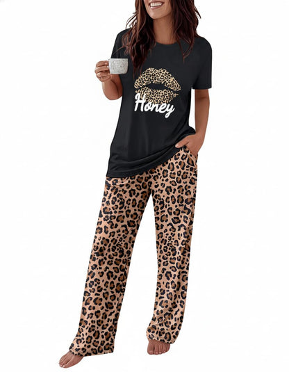 CHICME Pajama Sets for Women 2 Piece Short Sleeve Lounge Pj Sets