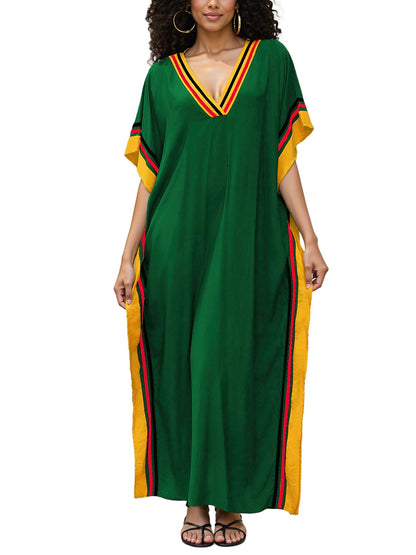 NFVNKJ Plus Size Mumu Dresses for Women - Boho Batwing Sleeve Caftan with Side Slits, Long Moo Moo Nightgown & Beach Cover Up