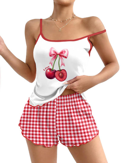 Ekouaer Womens Cami Pajama Set Cute Printed Camisole Shorts Sleepwear