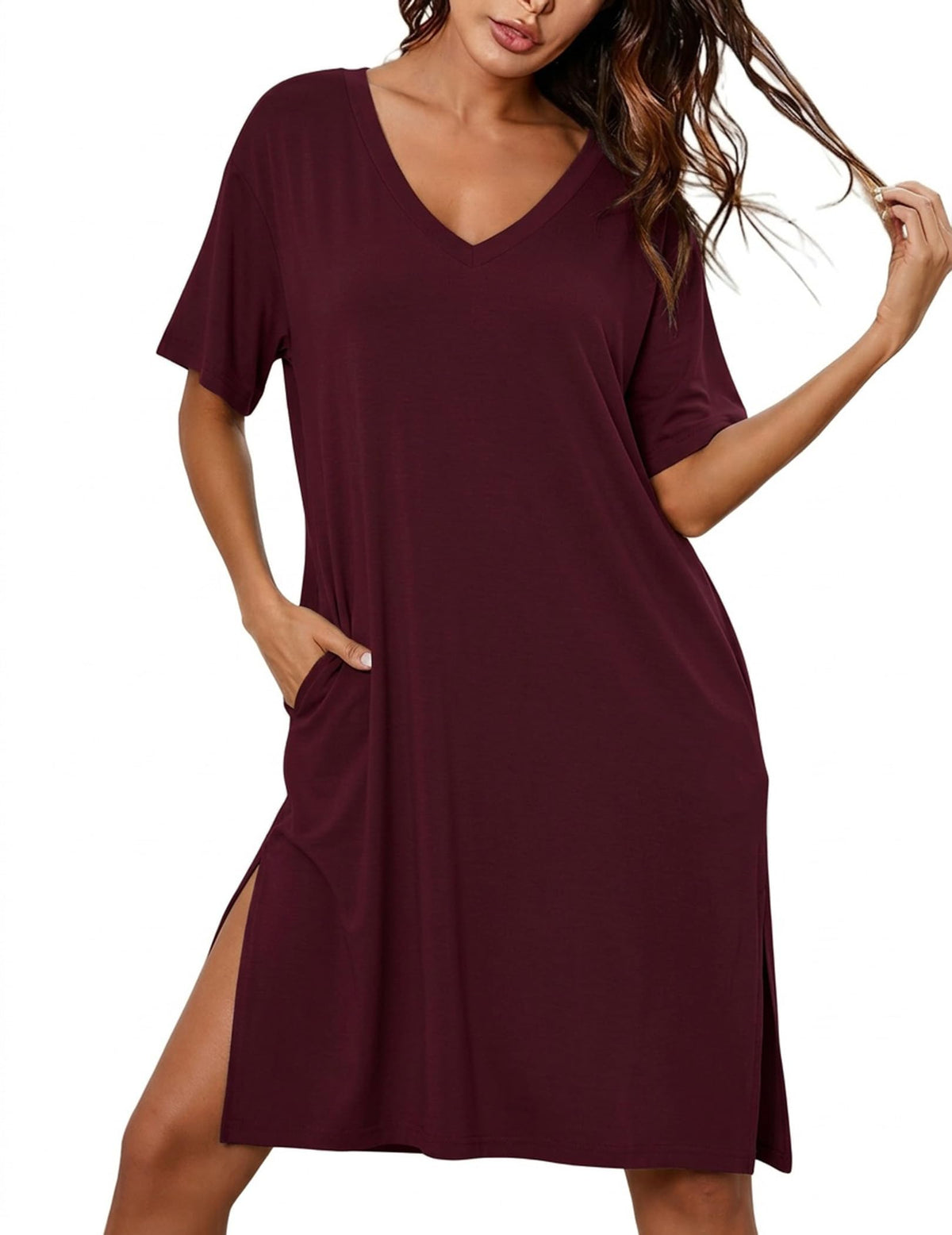 Ekouaer Womens Plus Size Nightgown Bamboo Viscose Short Sleeve Sleepshirt