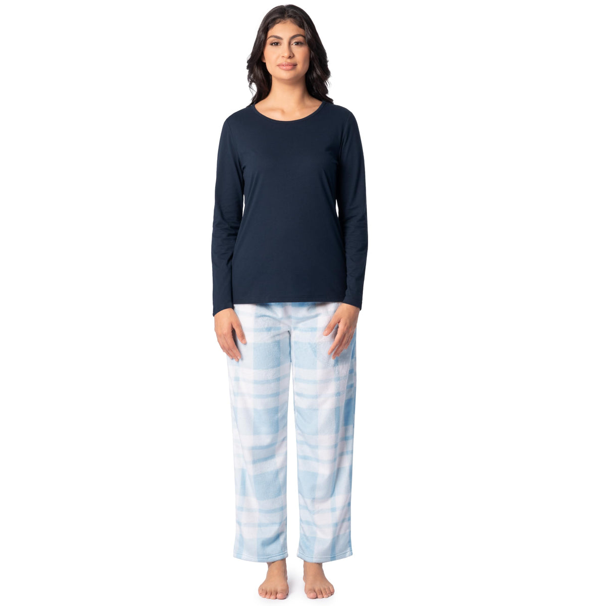 Fruit of the Loom Women's Sueded Jersey Crew Top and Fleece Pant Sleep Set