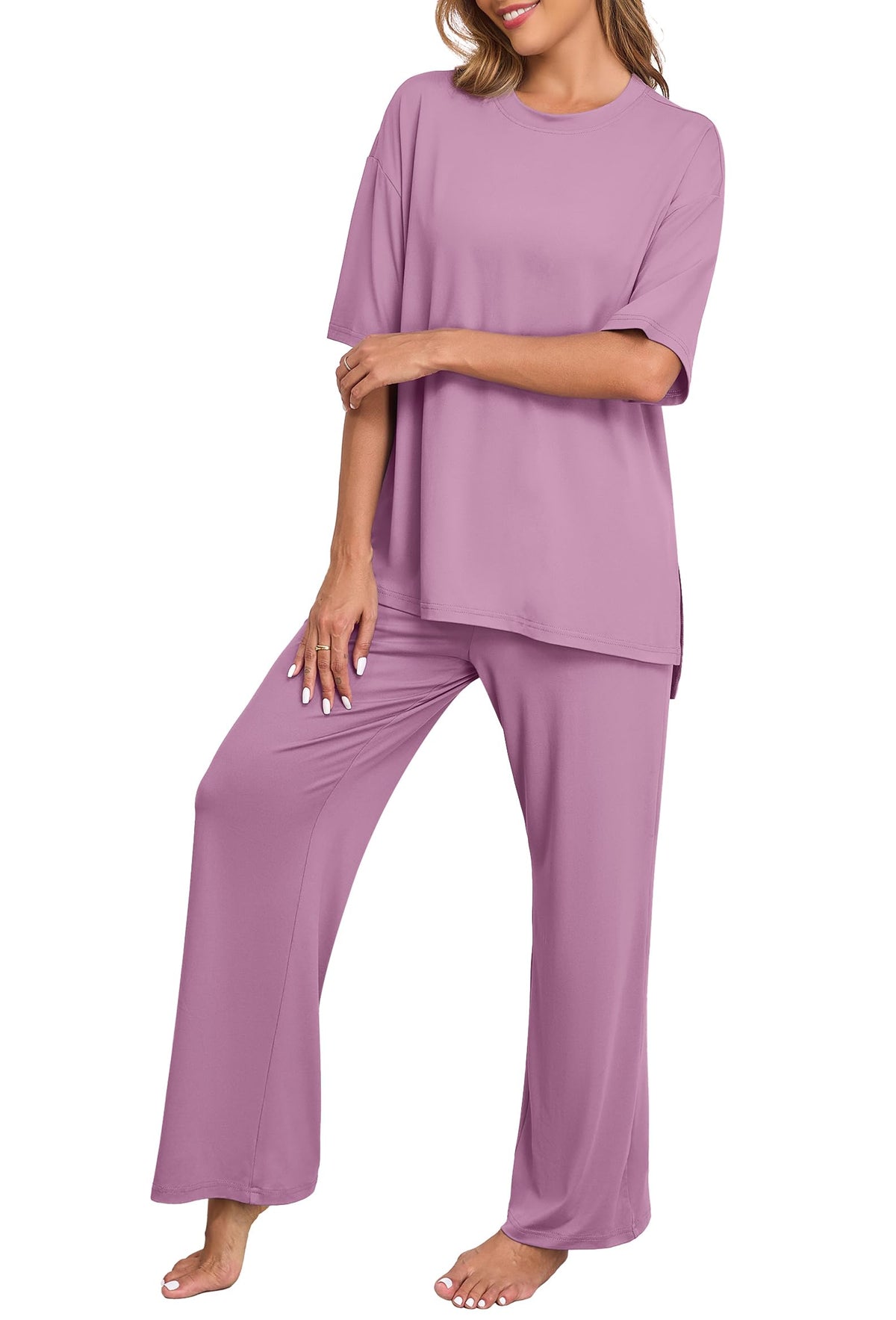 PrinStory Pajamas for Women Soft Pjs Lounge Set S-4XL