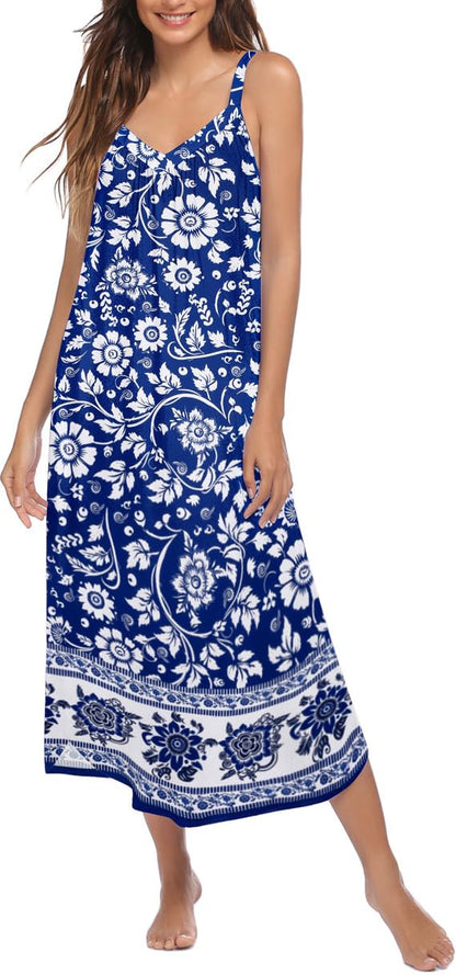 Ekouaer Womens Sleeveless Nightgown Slip Sleep Dress Full Length Loungewear